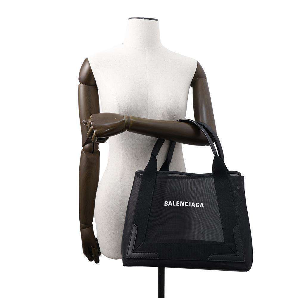 Balenciaga Tote Bag Navy Blue Cabas Clutch Mesh Black - Picture 4 of 12